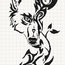 Оригинал схемы вышивки «волк с розой» (№2760234)