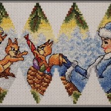 Схема вышивки «Снегурочка,еллка, шары»