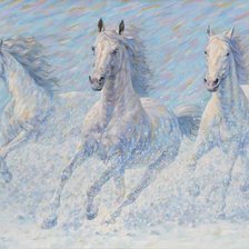 Оригинал схемы вышивки «три белых коня» (№2761300)