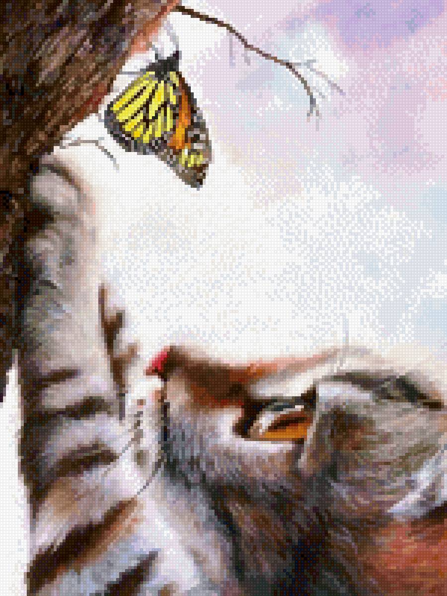 №2761337 - кот, бабочка, животные - предпросмотр