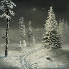 Схема вышивки «Зимняя ночь в лесу»