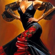 Схема вышивки «Mujer flamenca con traje da faralaes»
