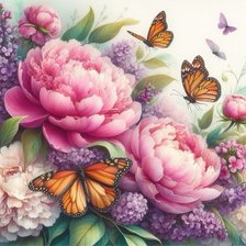 Схема вышивки «Бабочки в саду»
