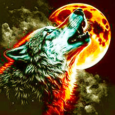 Схема вышивки «волк воет на луну»