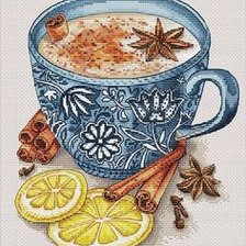Оригинал схемы вышивки «кофе с лимоном» (№2776380)