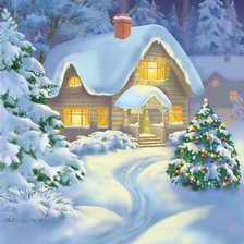 Схема вышивки «милый дом зима»
