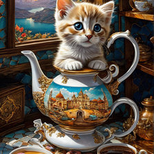 Схема вышивки «кот в чайнике»