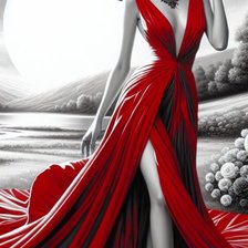 Схема вышивки «Девушка в красном»