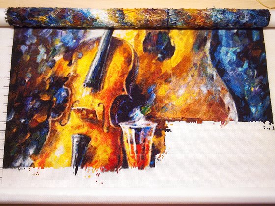 Этап процесса «"Гитара и скрипка" по картине Афремова.»