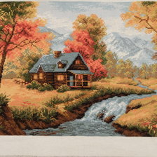 Процесс «Осенний пейзаж с домиком»