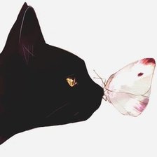 Схема вышивки «Черный кот и бабочка»