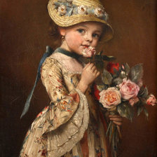 Схема вышивки «Девочка с розами. Schutze Wilhelm»