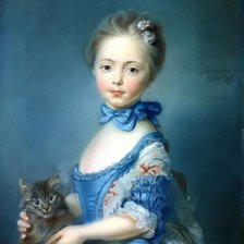 Схема вышивки «Девочка с кошкой. Жан Батист Перронно»