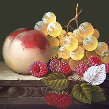 Схема вышивки «Натюрморт с персиком и виноградом»