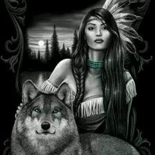 Схема вышивки «Девушка с волком»